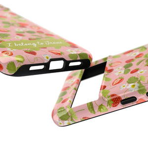 "I Belong to Jesus" Strawberry Tough Phone Case – For Samsung, Iphone and Google Pixel