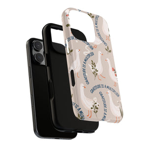 Charming Geese & Gratitude Tough Phone Case – For Samsung, iPhone, & Google Pixel