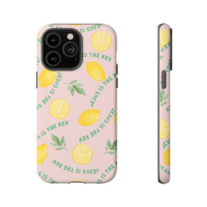 "Jesus Is The Key" Lemon Tough Phone Case – For Samsung, iPhone, & Pixel
