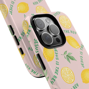 "Jesus Is The Key" Lemon Tough Phone Case – For Samsung, iPhone, & Pixel