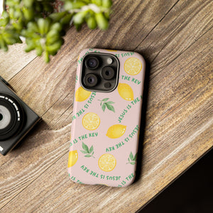 "Jesus Is The Key" Lemon Tough Phone Case – For Samsung, iPhone, & Pixel