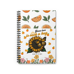 "Jesus Love is Such a Hug" Sunflower & Orange Spiral Notebook – Ruled Lined