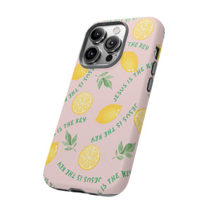 "Jesus Is The Key" Lemon Tough Phone Case – For Samsung, iPhone, & Pixel