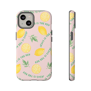 "Jesus Is The Key" Lemon Tough Phone Case – For Samsung, iPhone, & Pixel