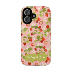 "I Belong to Jesus" Strawberry Tough Phone Case – For Samsung, Iphone and Google Pixel