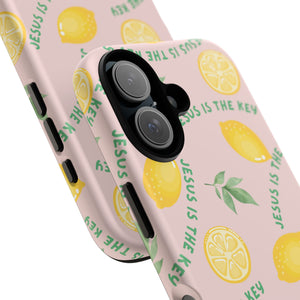 "Jesus Is The Key" Lemon Tough Phone Case – For Samsung, iPhone, & Pixel