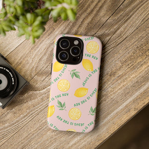 "Jesus Is The Key" Lemon Tough Phone Case – For Samsung, iPhone, & Pixel