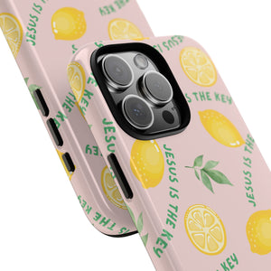 "Jesus Is The Key" Lemon Tough Phone Case – For Samsung, iPhone, & Pixel