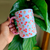 White Ceramic Mug - Small strawberries + Flowers