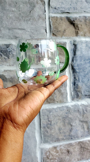 Clear glass mugs Flowers - Four colors