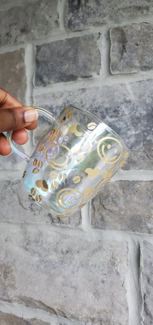 Clear glass mug Smiley - Four colors