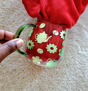 Clear glass mugs Flowers - Four colors