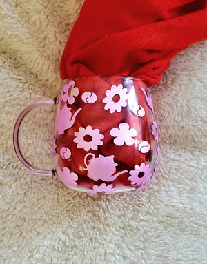 Clear glass mugs Flowers - Four colors