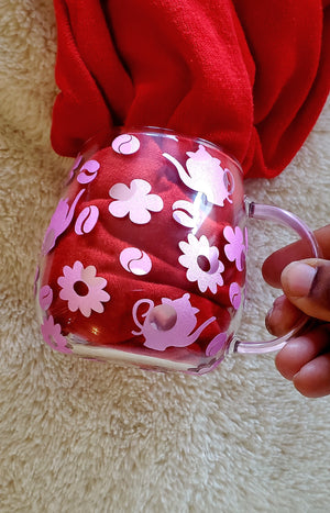 Clear glass mugs Flowers - Four colors