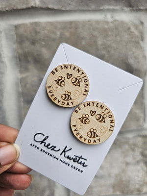 Be intentional every day - wooden earrings Bees