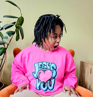 Jesus Loves You - Crewneck in Deep Pink