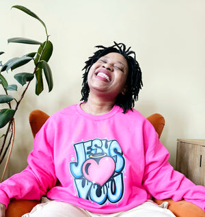 Jesus Loves You - Crewneck in Deep Pink