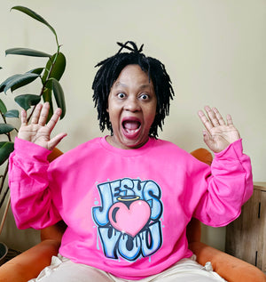 Jesus Loves You - Crewneck in Deep Pink