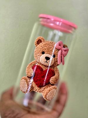 Red Heart Teddy Glass Mug