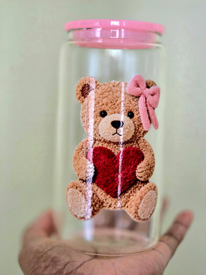 Red Heart Teddy Glass Mug