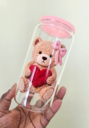 Red Heart Teddy Glass Mug