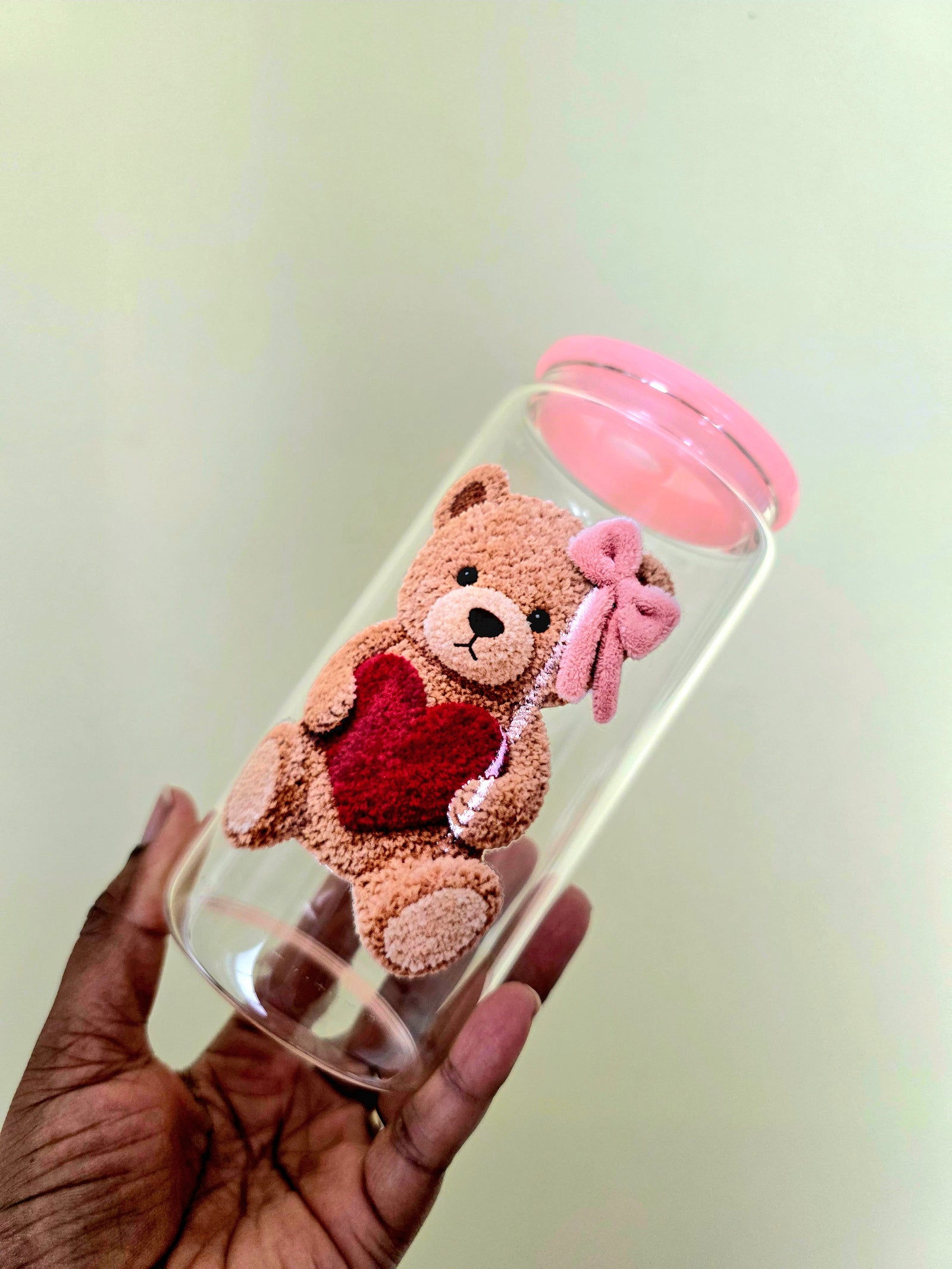 Red Heart Teddy Glass Mug