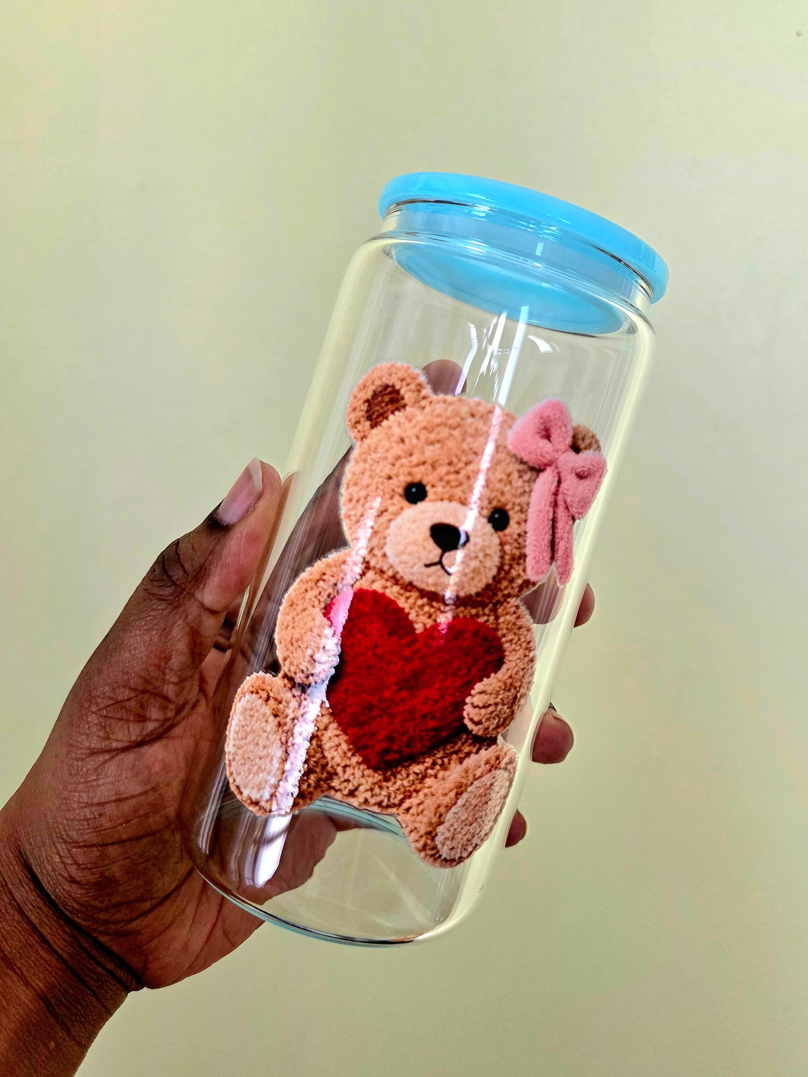 Red Heart Teddy Glass Mug