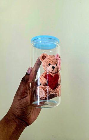 Red Heart Teddy Glass Mug