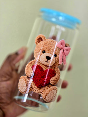 Red Heart Teddy Glass Mug