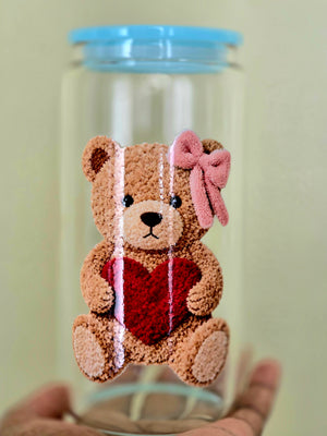 Red Heart Teddy Glass Mug