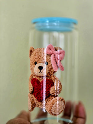 Red Heart Teddy Glass Mug