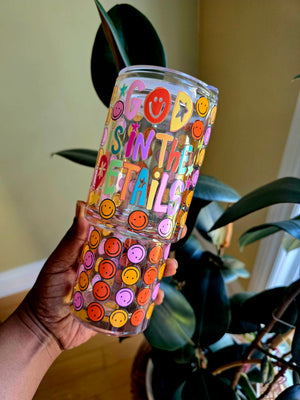 God Is In The Details Glass Tumbler