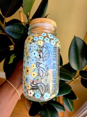 Walking By Faith Glass Tumbler