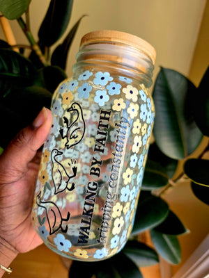 Walking By Faith Glass Tumbler