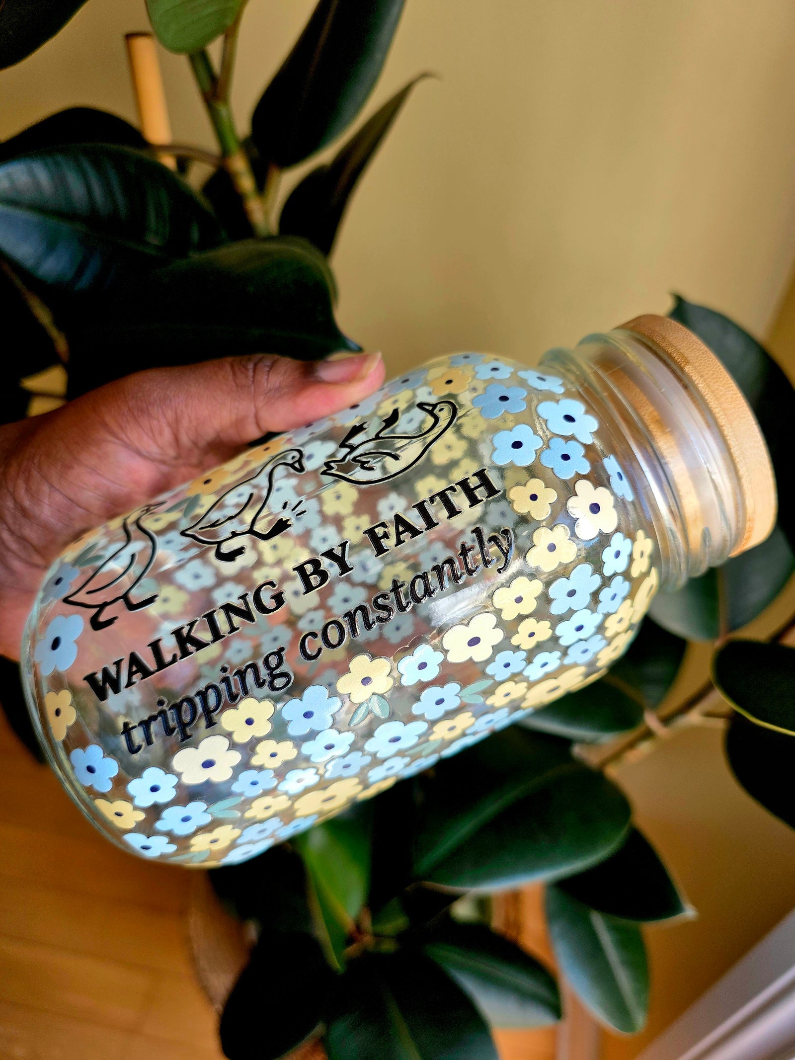 Walking By Faith Glass Tumbler