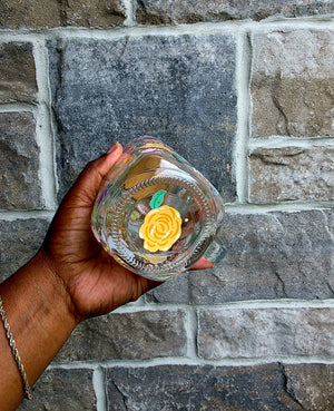 Cats & Flowers Glass Tumbler with handle