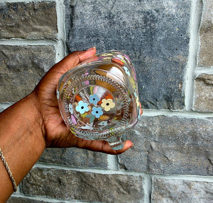 Dogs & Flowers Glass Tumbler with handle