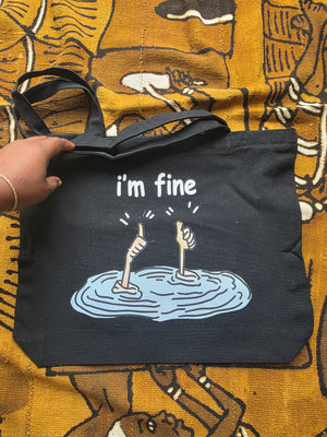 I'm fine Large Tote with zipper
