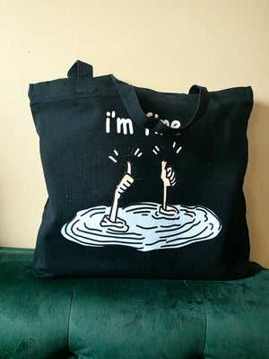 I'm fine Large Tote with zipper
