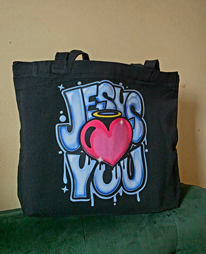 Jesus Loves You Large Tote with Zipper