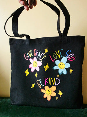 Give Grace Love God Be Kind Large Tote