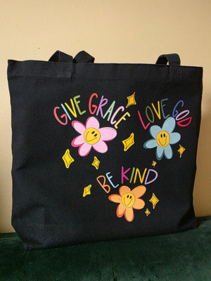Give Grace Love God Be Kind Large Tote