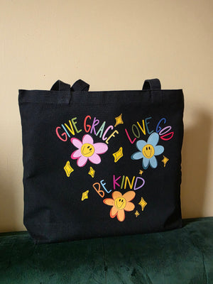Give Grace Love God Be Kind Large Tote
