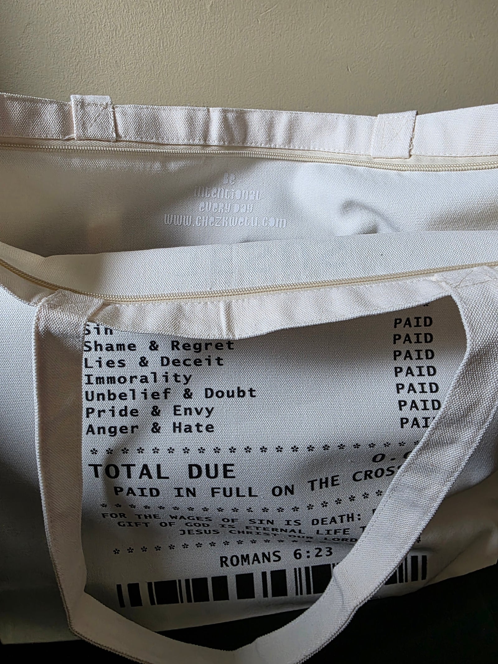 Jesus Paid It All Large Tote with Zipper