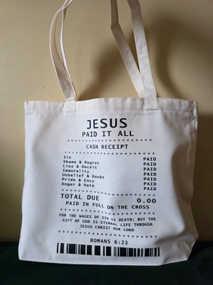 Jesus Paid It All Large Tote with Zipper