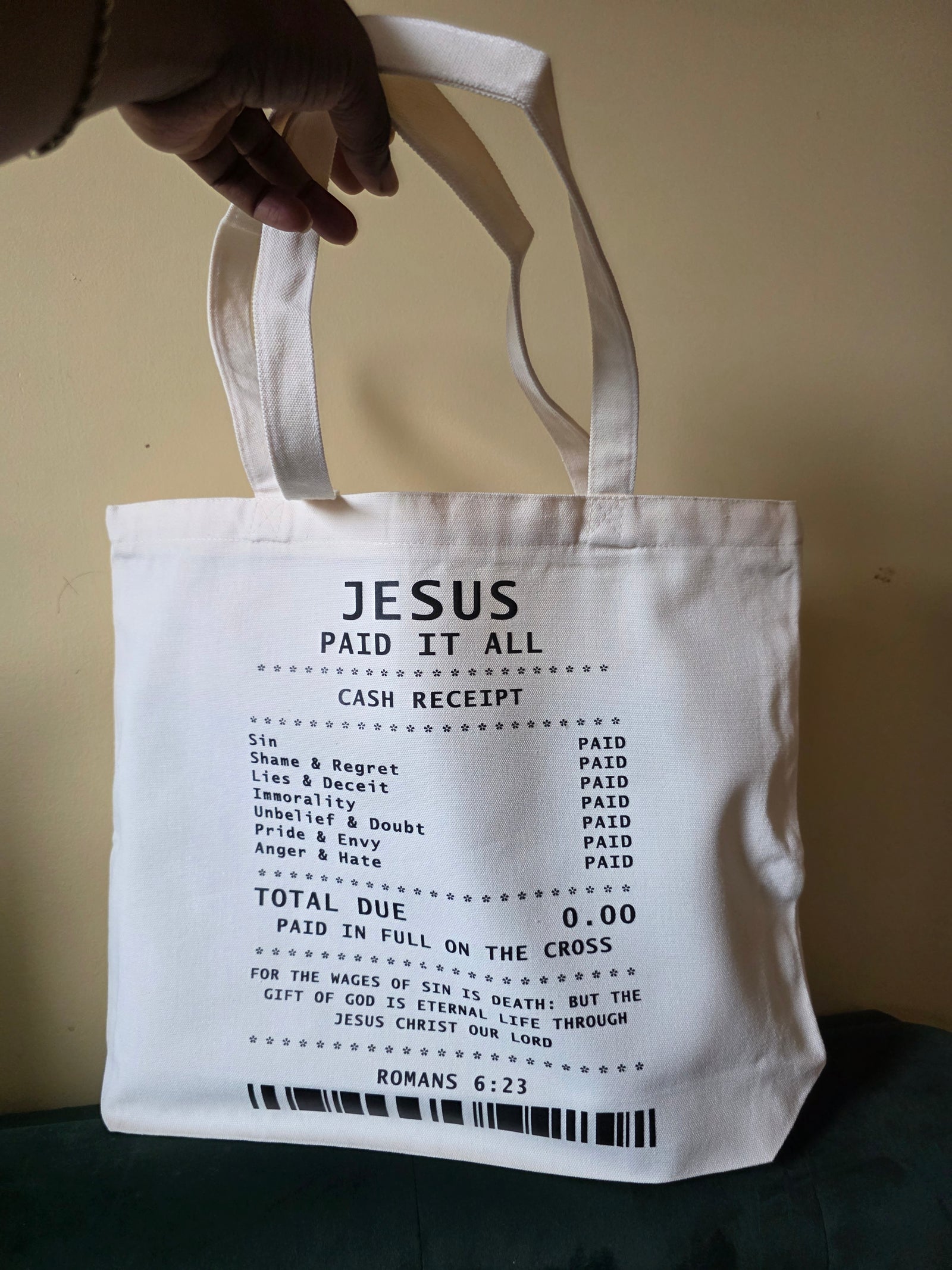 Jesus Paid It All Large Tote with Zipper