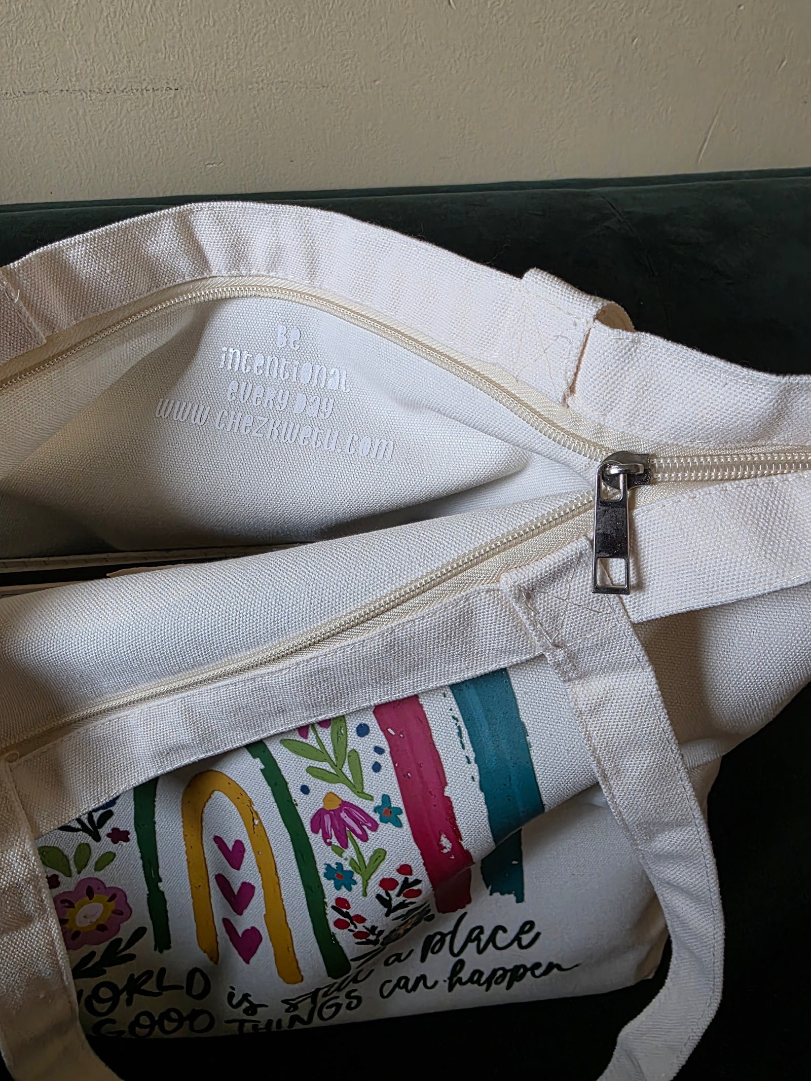 The world is still ...Large Tote with Zipper