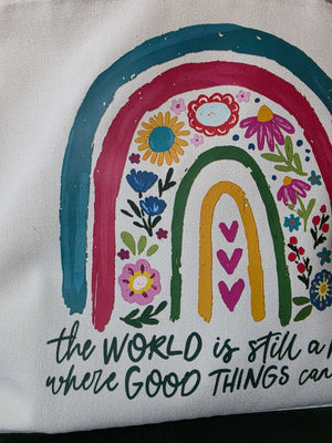 The world is still ...Large Tote with Zipper