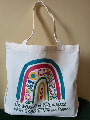The world is still ...Large Tote with Zipper
