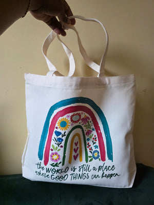 The world is still ...Large Tote with Zipper